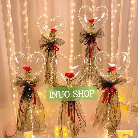 Globos led con rosa y luz parpadeante